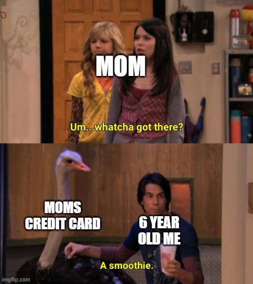 Whatcha Got There? | MOM; MOMS CREDIT CARD; 6 YEAR OLD ME | image tagged in whatcha got there | made w/ Imgflip meme maker