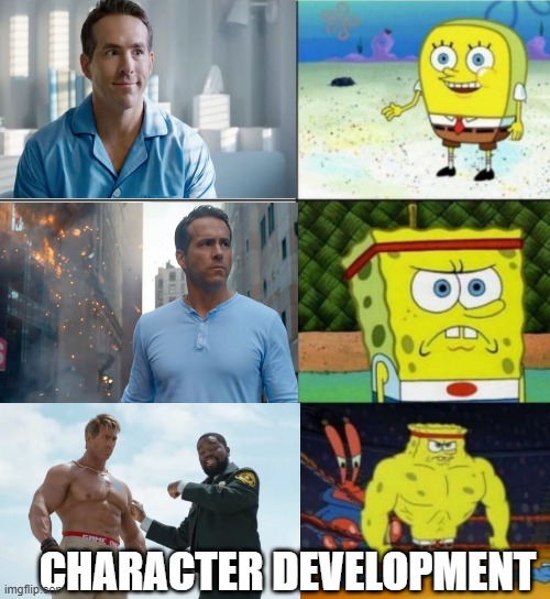 Strong spongeguy | CHARACTER DEVELOPMENT | image tagged in strong spongebob,free guy,dude,spongebob | made w/ Imgflip meme maker