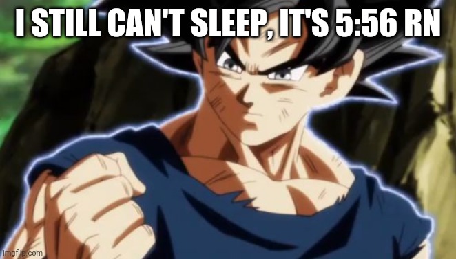 Ultra instinct goku | I STILL CAN'T SLEEP, IT'S 5:56 RN | image tagged in ultra instinct goku | made w/ Imgflip meme maker