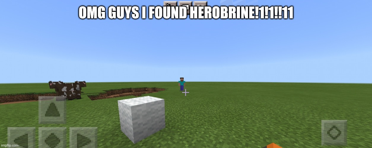 its a herobrine mod btw | OMG GUYS I FOUND HEROBRINE!1!1!!11 | made w/ Imgflip meme maker