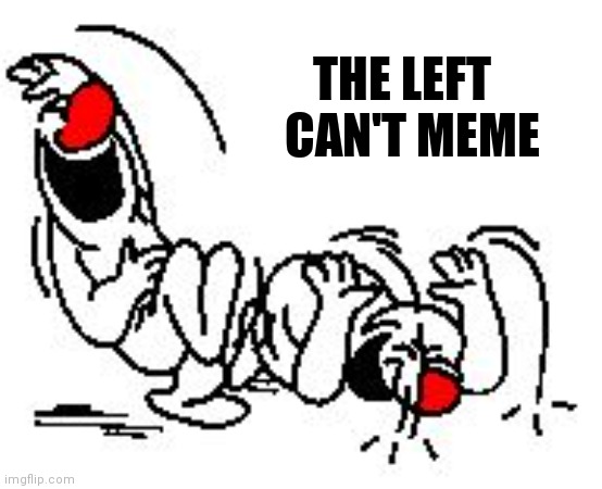 LOL Hysterically | THE LEFT         
CAN'T MEME | image tagged in lol hysterically | made w/ Imgflip meme maker