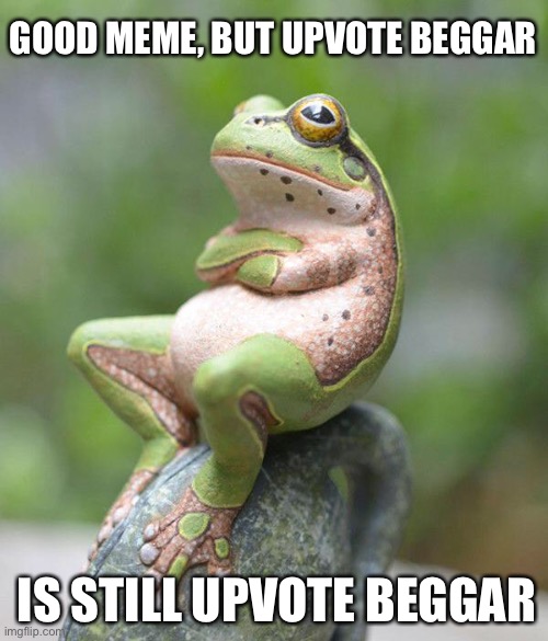 nah frog | GOOD MEME, BUT UPVOTE BEGGAR IS STILL UPVOTE BEGGAR | image tagged in nah frog | made w/ Imgflip meme maker