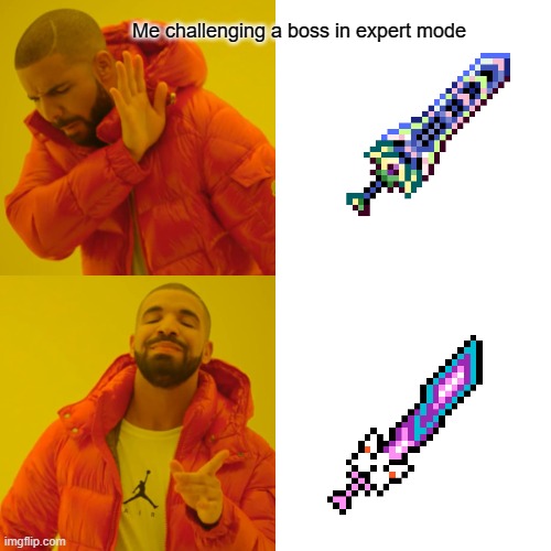 Me challenging a boss in expert mode | made w/ Imgflip meme maker