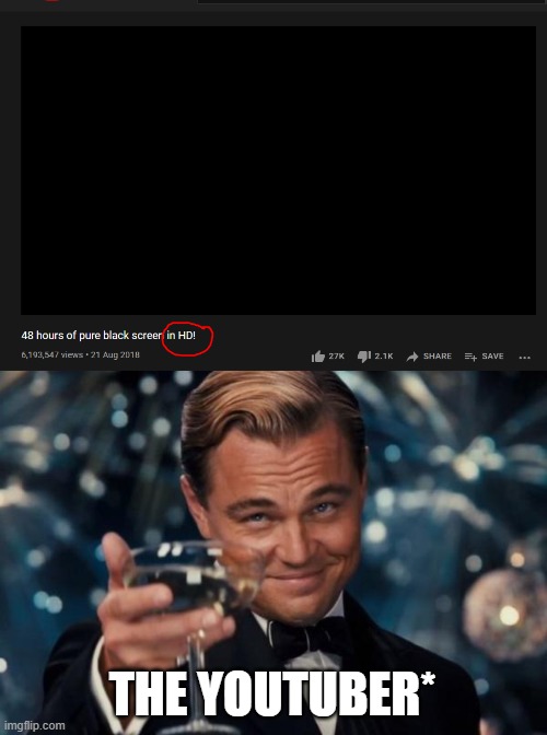 THE YOUTUBER* | image tagged in memes,leonardo dicaprio cheers | made w/ Imgflip meme maker