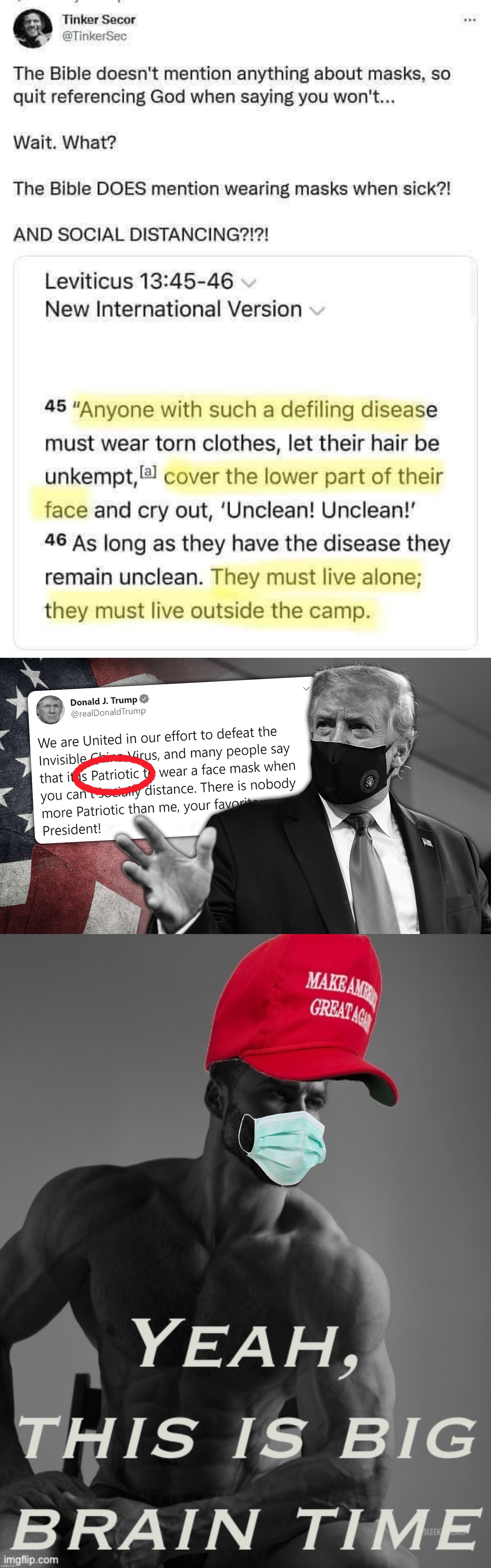 its patriotic & biblical to wear a mask so shut up libtrads we already do. | image tagged in social distancing in bible,trump face mask tweet patriotic,maga giga chad yeah this is big brain time,face mask,covid-19 | made w/ Imgflip meme maker