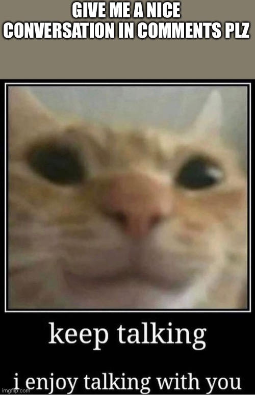 Talk to me | GIVE ME A NICE CONVERSATION IN COMMENTS PLZ | image tagged in memes,funny,cats | made w/ Imgflip meme maker