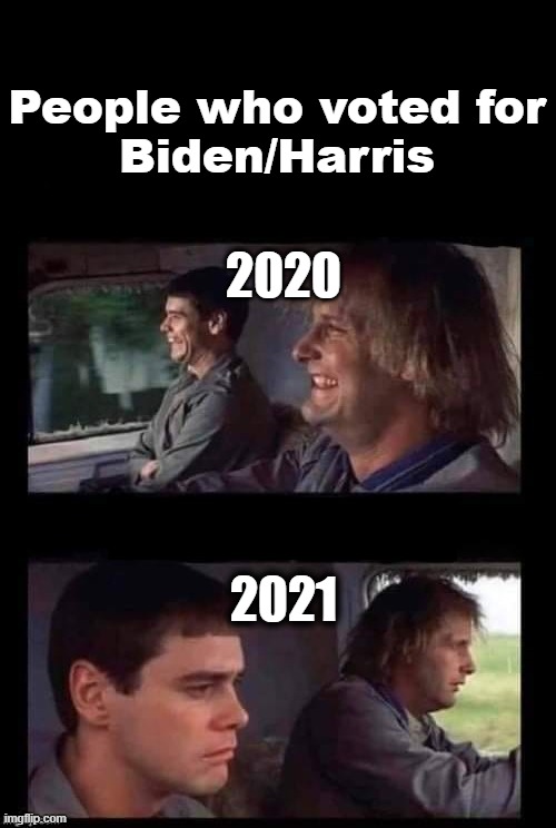 We are in SERIOUS trouble for the next few years. | People who voted for
Biden/Harris; 2020; 2021 | image tagged in dumb dumber driving,joe biden,kamala harris,msm lies,cnn fake news,hillary for prison | made w/ Imgflip meme maker