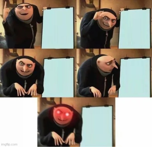 Gru's plan (red eyes edition) | image tagged in gru's plan red eyes edition | made w/ Imgflip meme maker