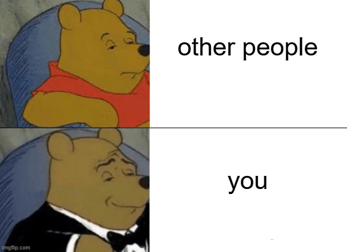 yes | other people; you | image tagged in memes,tuxedo winnie the pooh | made w/ Imgflip meme maker