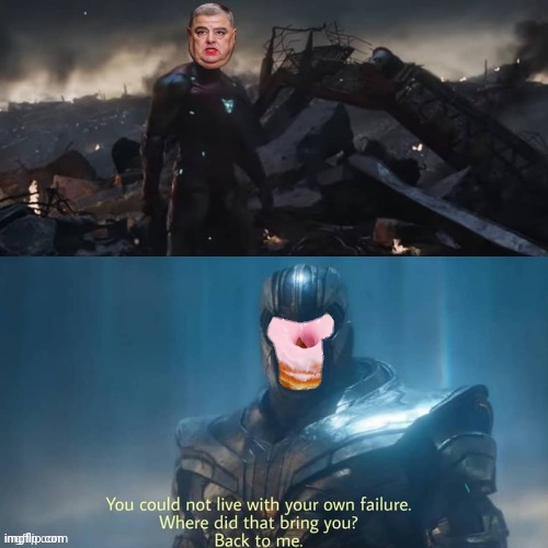 (Inspired by who_am_i) Genderal SJW vs Dhonuts | image tagged in thanos you could not live with your own failure,thanos,sjw,who am i | made w/ Imgflip meme maker