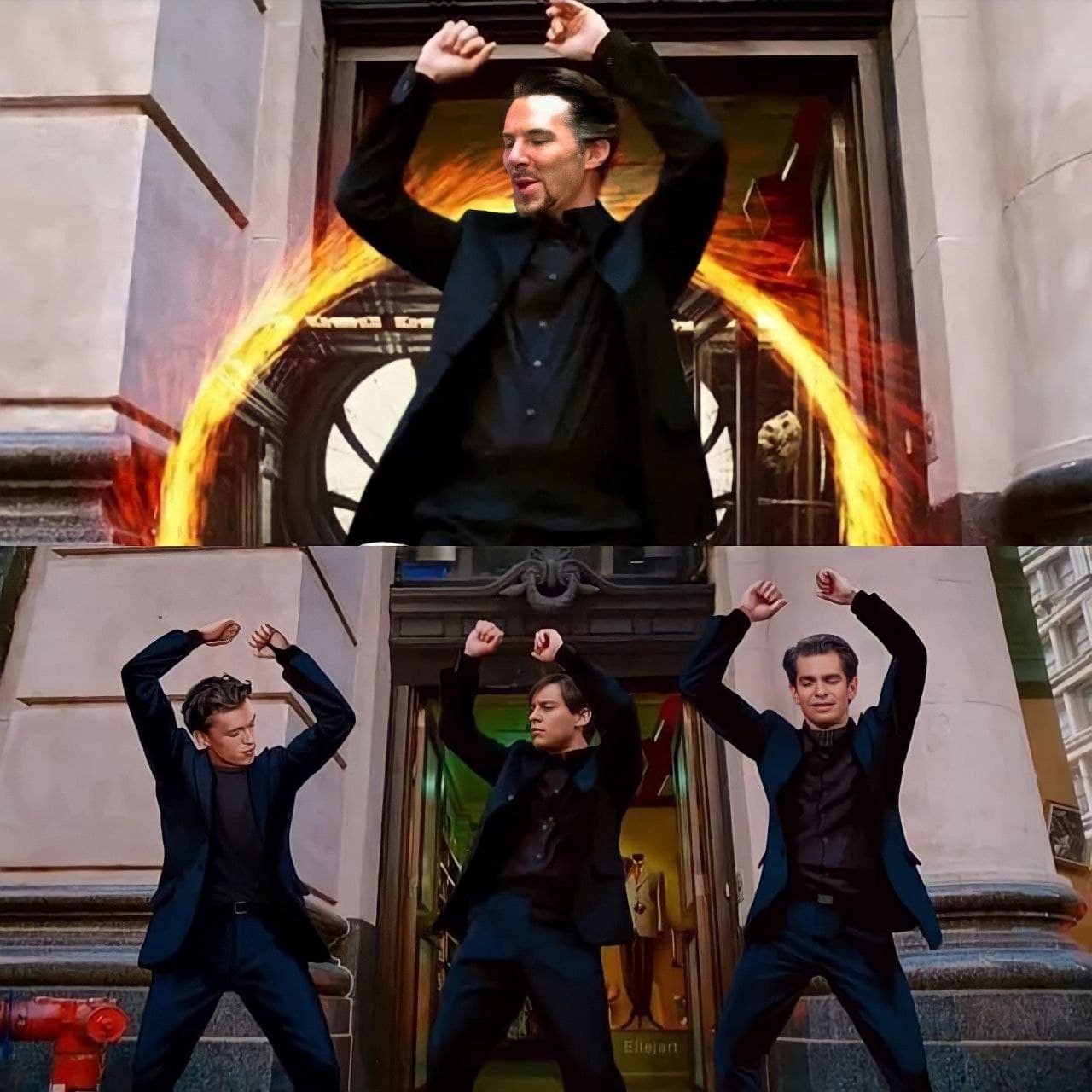 High Quality spidermans dancing with dr strange Blank Meme Template