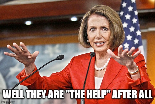 Nancy Pelosi is crazy | WELL THEY ARE "THE HELP" AFTER ALL | image tagged in nancy pelosi is crazy | made w/ Imgflip meme maker