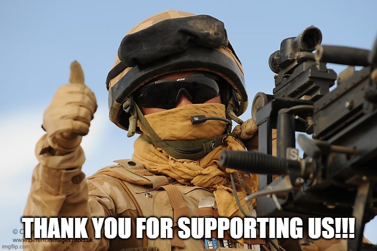 Thanks!!! | THANK YOU FOR SUPPORTING US!!! | image tagged in thanks | made w/ Imgflip meme maker