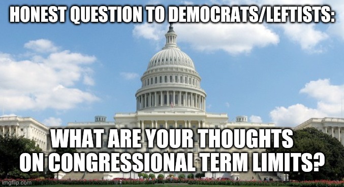 *Don't murder each other guys* | HONEST QUESTION TO DEMOCRATS/LEFTISTS:; WHAT ARE YOUR THOUGHTS ON CONGRESSIONAL TERM LIMITS? | made w/ Imgflip meme maker
