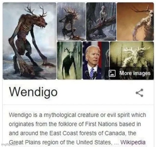 They still haven't fixed it. | image tagged in wendigo,joe biden | made w/ Imgflip meme maker