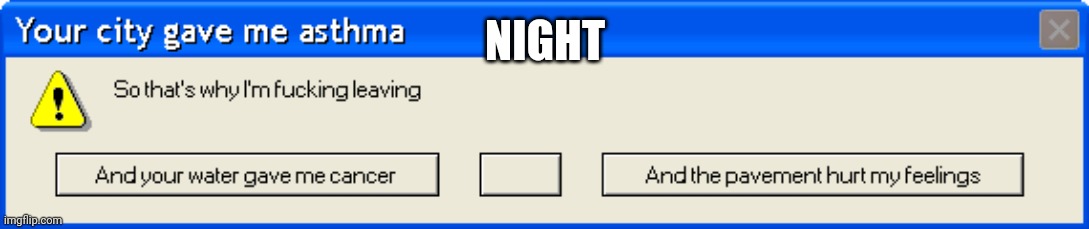 Wilbur soot jubilee line chorus error | NIGHT | image tagged in wilbur soot jubilee line chorus error | made w/ Imgflip meme maker