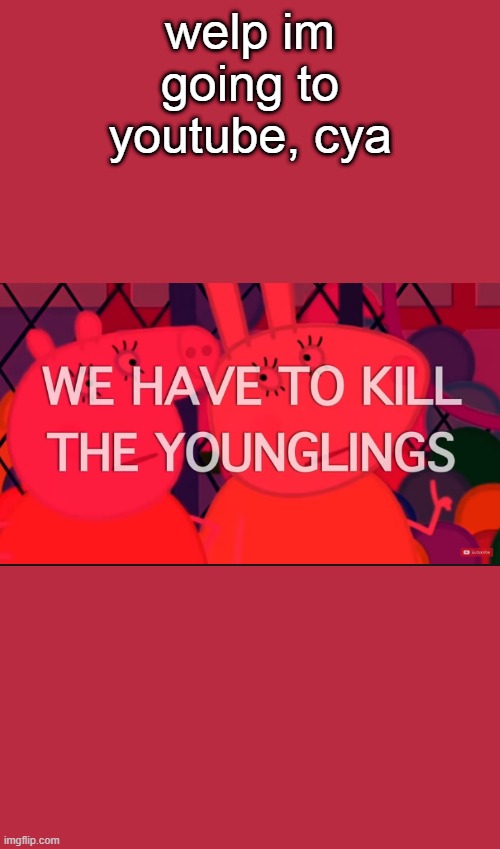we have to kill the younglings | welp im going to youtube, cya | image tagged in we have to kill the younglings | made w/ Imgflip meme maker