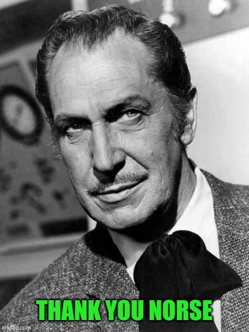 Vincent Price Says | THANK YOU NORSE | image tagged in vincent price says | made w/ Imgflip meme maker