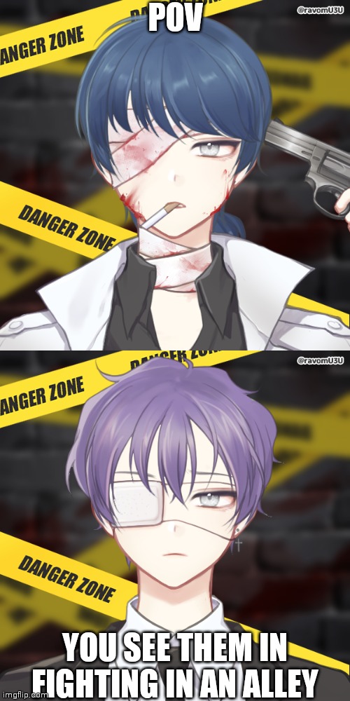 Top: Greg and bottom: Alex | POV; YOU SEE THEM IN FIGHTING IN AN ALLEY | made w/ Imgflip meme maker