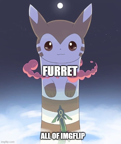 furret shall reign supreme! | FURRET; ALL OF IMGFLIP | image tagged in giant furret | made w/ Imgflip meme maker