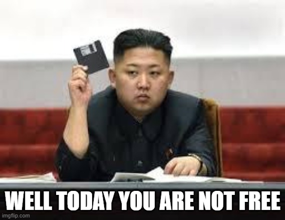 Kim Jong Un | WELL TODAY YOU ARE NOT FREE | image tagged in kim jong un | made w/ Imgflip meme maker