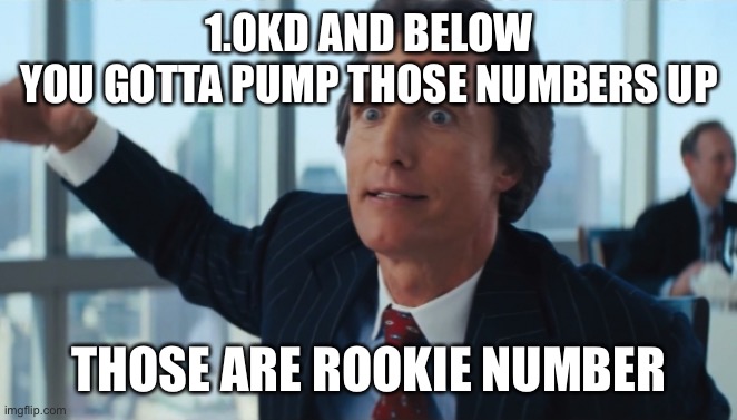 Rookie Numbers | 1.0KD AND BELOW
YOU GOTTA PUMP THOSE NUMBERS UP; THOSE ARE ROOKIE NUMBER | image tagged in rookie numbers | made w/ Imgflip meme maker
