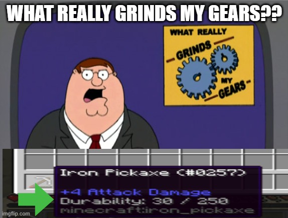 this grinds my gears | WHAT REALLY GRINDS MY GEARS?? | image tagged in memes,peter griffin news,minecraft,gaming,video games | made w/ Imgflip meme maker
