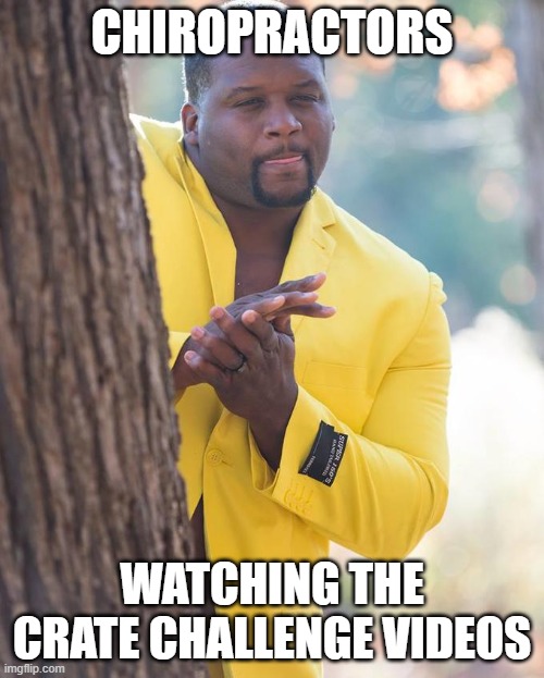 Anthony Adams Rubbing Hands | CHIROPRACTORS; WATCHING THE CRATE CHALLENGE VIDEOS | image tagged in anthony adams rubbing hands | made w/ Imgflip meme maker