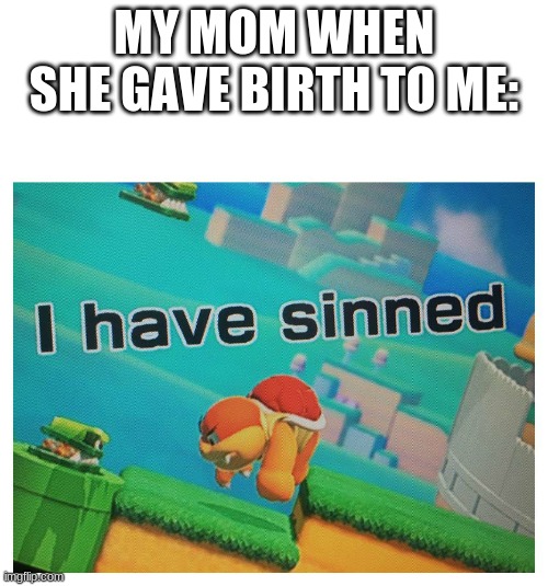 lol what | MY MOM WHEN SHE GAVE BIRTH TO ME: | image tagged in sin,funny meme,lol,tags,unnecessary tags | made w/ Imgflip meme maker