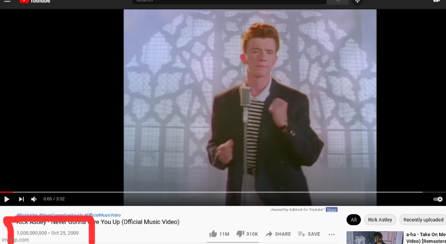 I'm the 1,000,000,000 person to get rick rolled!! | image tagged in rick astley,never gonna give you up | made w/ Imgflip meme maker