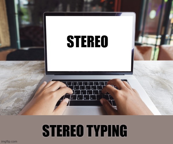 stereo typing | STEREO; STEREO TYPING | image tagged in stereotyping,typing | made w/ Imgflip meme maker