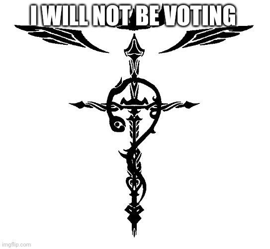 Alchemist Symbol | I WILL NOT BE VOTING | image tagged in alchemist symbol | made w/ Imgflip meme maker