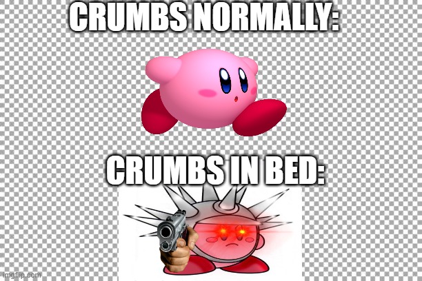 i hate crumbs | CRUMBS NORMALLY:; CRUMBS IN BED: | image tagged in free | made w/ Imgflip meme maker