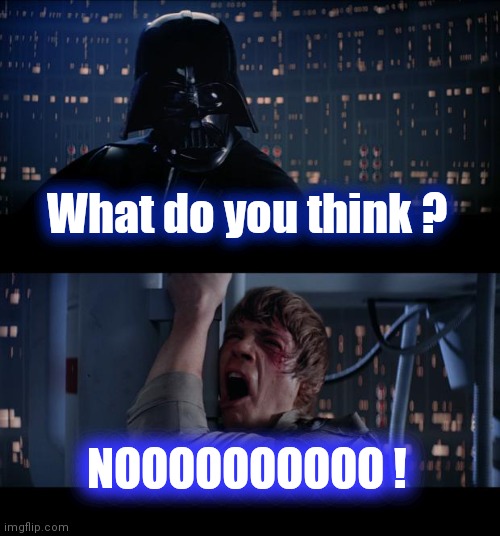 Star Wars No Meme | What do you think ? NOOOOOOOOOO ! | image tagged in memes,star wars no | made w/ Imgflip meme maker