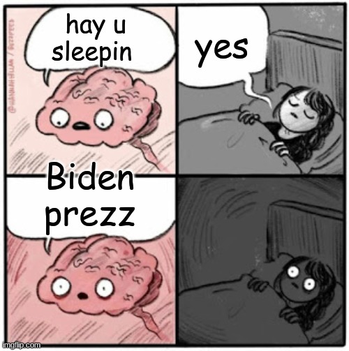 Brain Before Sleep | yes; hay u sleepin; Biden prezz | image tagged in brain before sleep | made w/ Imgflip meme maker