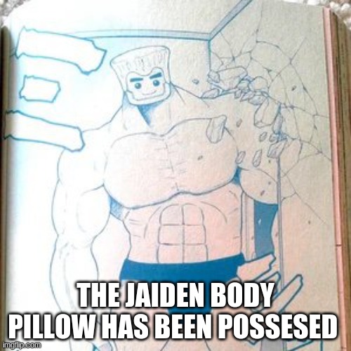 Buff zane | THE JAIDEN BODY PILLOW HAS BEEN POSSESED | image tagged in run | made w/ Imgflip meme maker