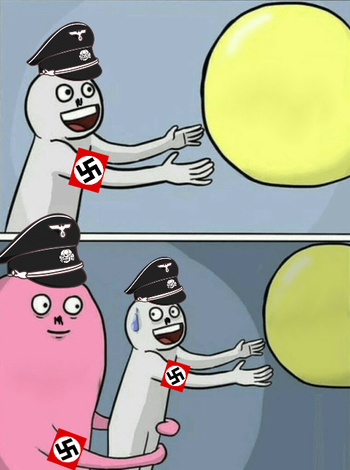 Nazi Running Away Balloon Blank Meme Template