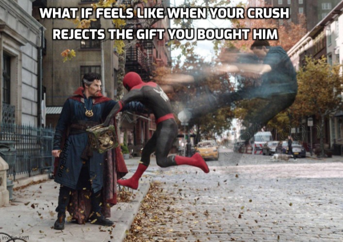 image tagged in spiderman,doctor strange,marvel,gifts,lgbtq,suitors | made w/ Imgflip meme maker