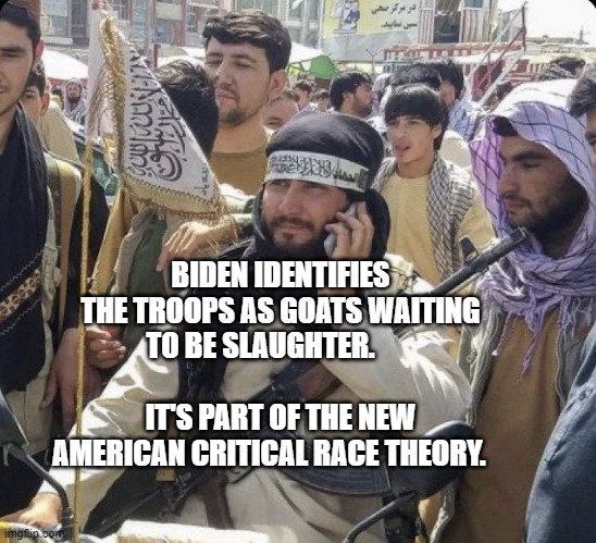 We did it Joe | BIDEN IDENTIFIES THE TROOPS AS GOATS WAITING TO BE SLAUGHTER.                                IT'S PART OF THE NEW AMERICAN CRITICAL RACE THEORY. | image tagged in we did it joe | made w/ Imgflip meme maker