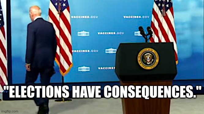 Elections have consequences. | "ELECTIONS HAVE CONSEQUENCES." | image tagged in elections | made w/ Imgflip meme maker
