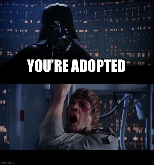 Star Wars No Meme | YOU’RE ADOPTED | image tagged in memes,star wars no | made w/ Imgflip meme maker