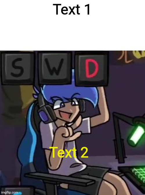 Template called: Amor Cheer (Spacing) | Text 1; Text 2 | image tagged in amor cheer spacing | made w/ Imgflip meme maker