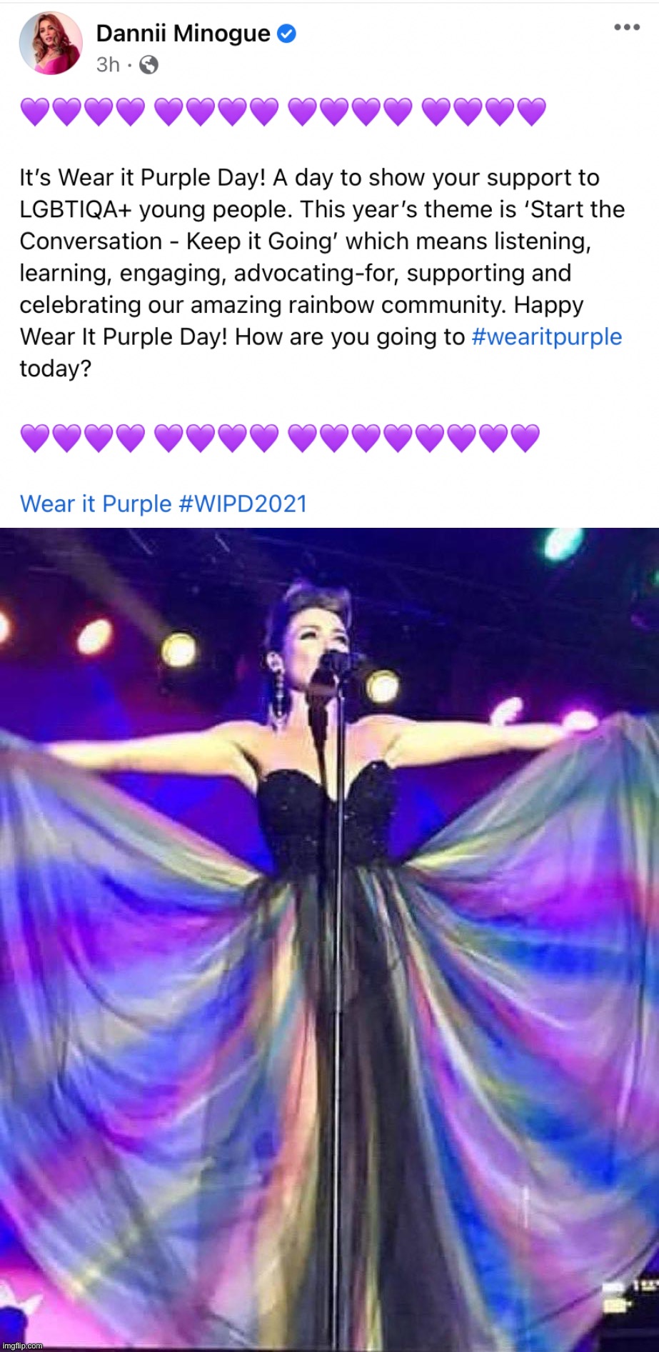Wear it purple day! :) | image tagged in dannii minogue,purple,lgbtq,pride | made w/ Imgflip meme maker