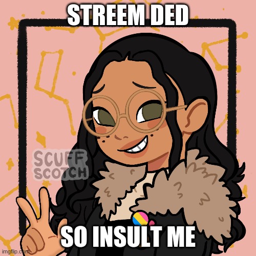 e | STREEM DED; SO INSULT ME | image tagged in w o | made w/ Imgflip meme maker