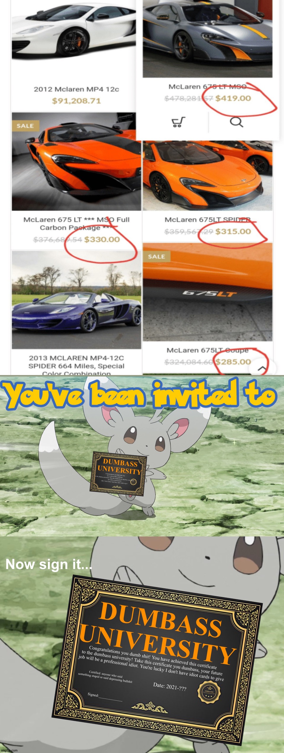 This McLaren pricing... | image tagged in you've been invited to dumbass university,memes,funny,you had one job | made w/ Imgflip meme maker