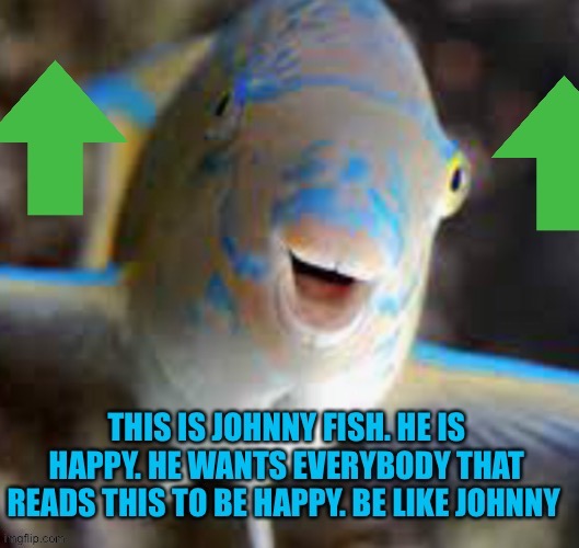 Be like Johnny | image tagged in happy,wholesome,fish,johnny,why are you reading this | made w/ Imgflip meme maker