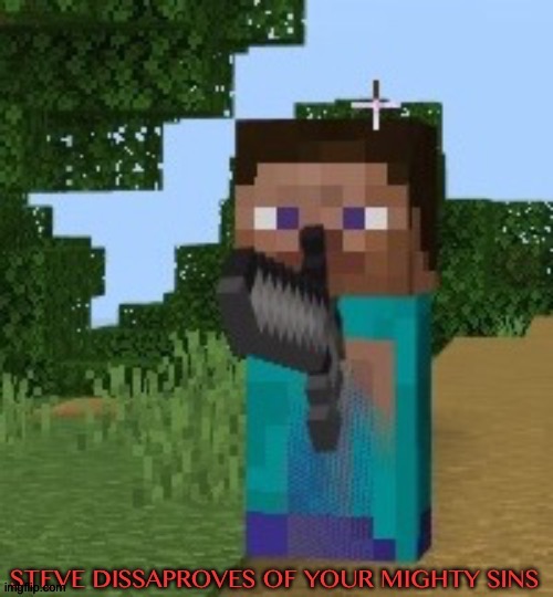 Steve dissaproves of your mighty sins | image tagged in steve dissaproves of your mighty sins,my custom templates,minecraft,sins | made w/ Imgflip meme maker