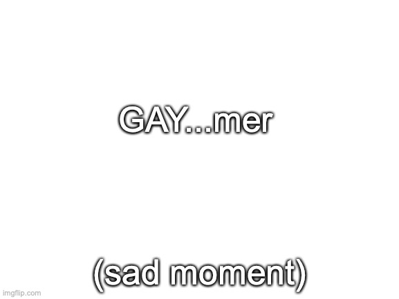 no context | GAY...mer; (sad moment) | image tagged in blank white template | made w/ Imgflip meme maker