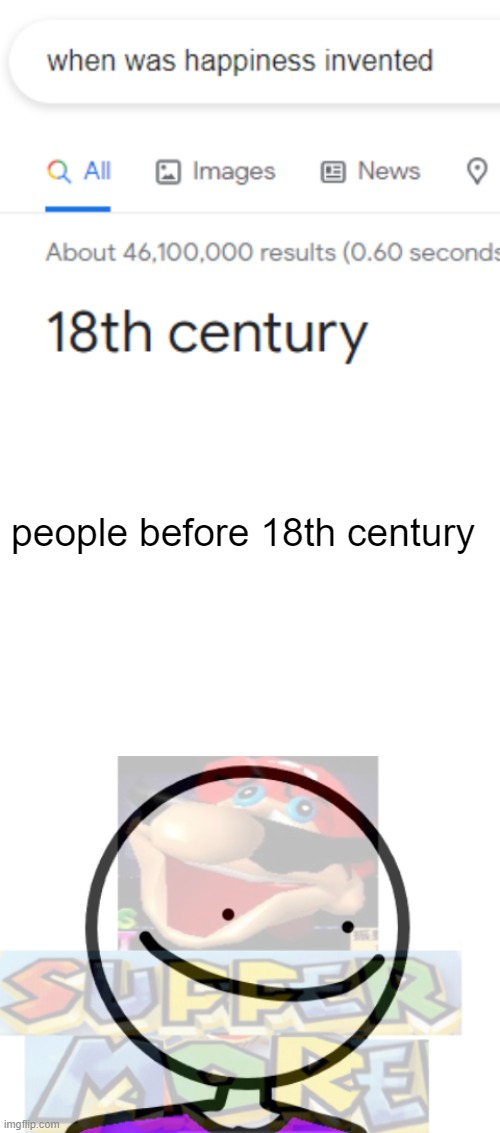 When was happiness invented | people before 18th century | image tagged in blank white template,sad | made w/ Imgflip meme maker