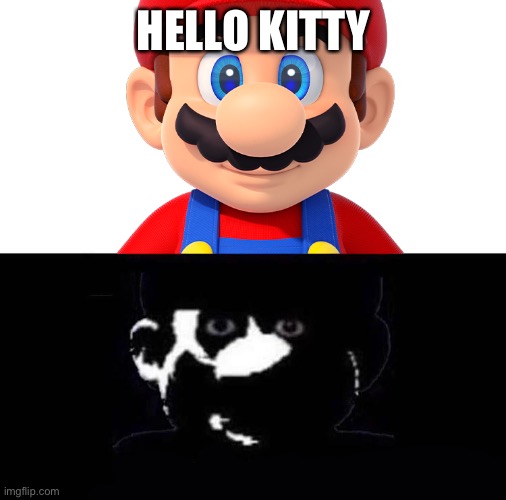 Lightside Mario VS Darkside Mario | HELLO KITTY | image tagged in lightside mario vs darkside mario | made w/ Imgflip meme maker